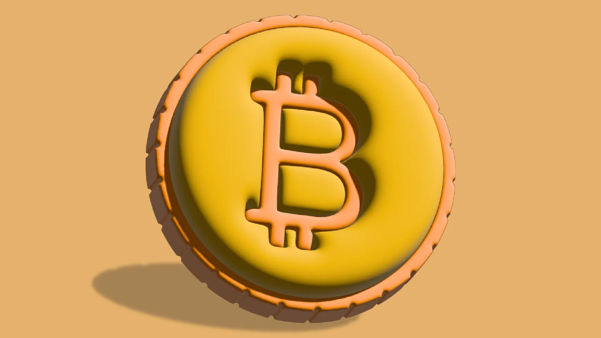 Large 3D orange Bitcoin coin