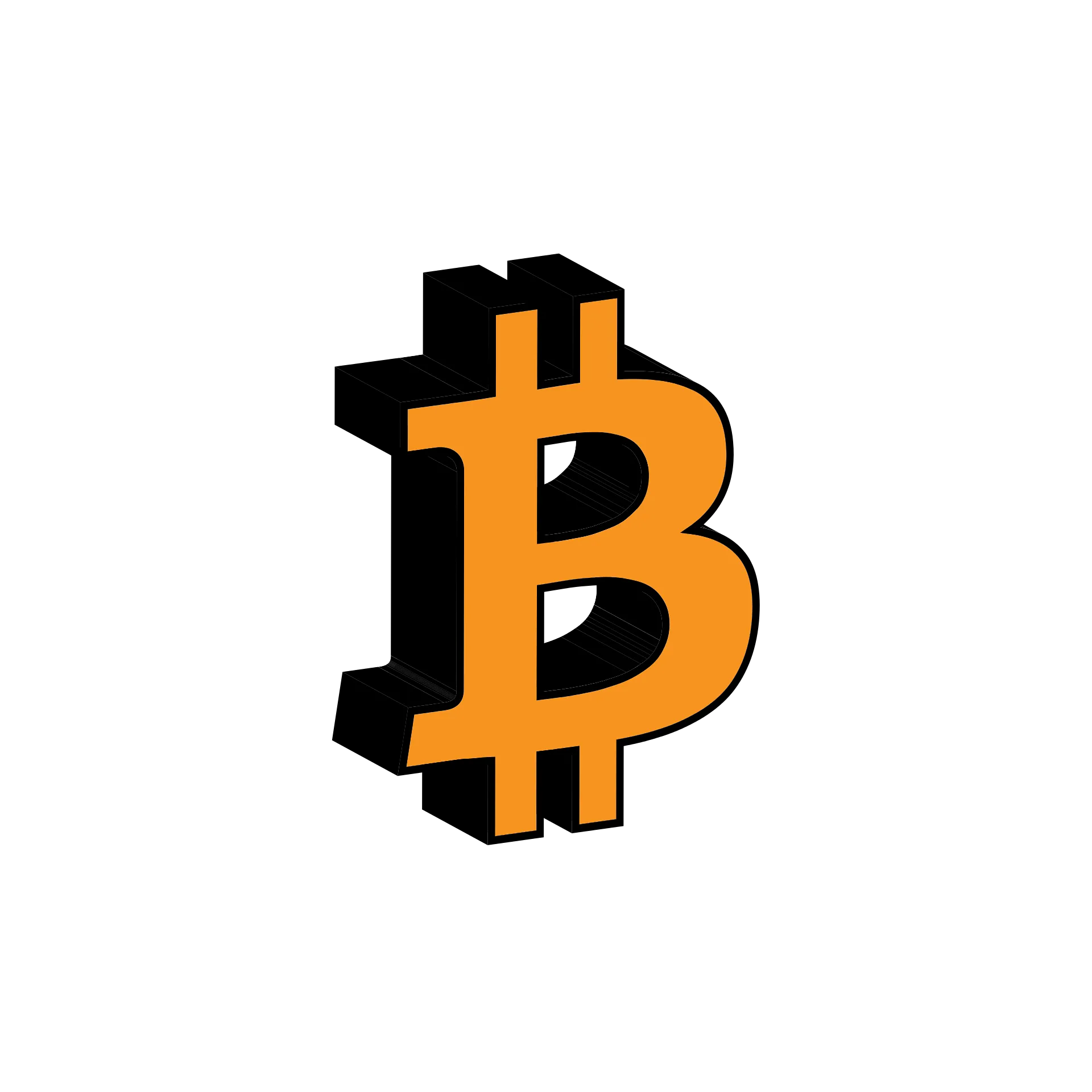 Orange Bitcoin symbol on a black background