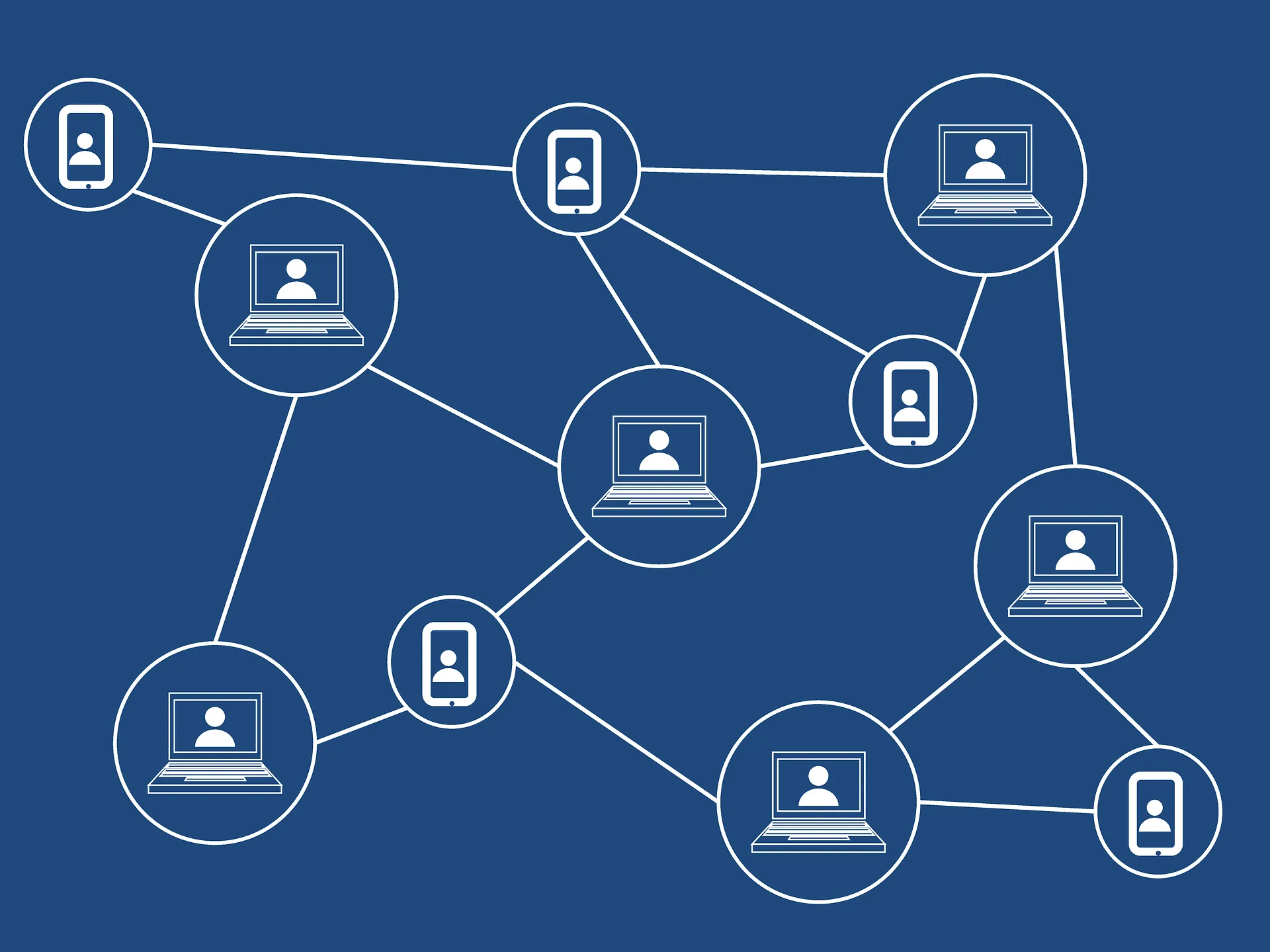 Network of connected devices illustrating a blockchain