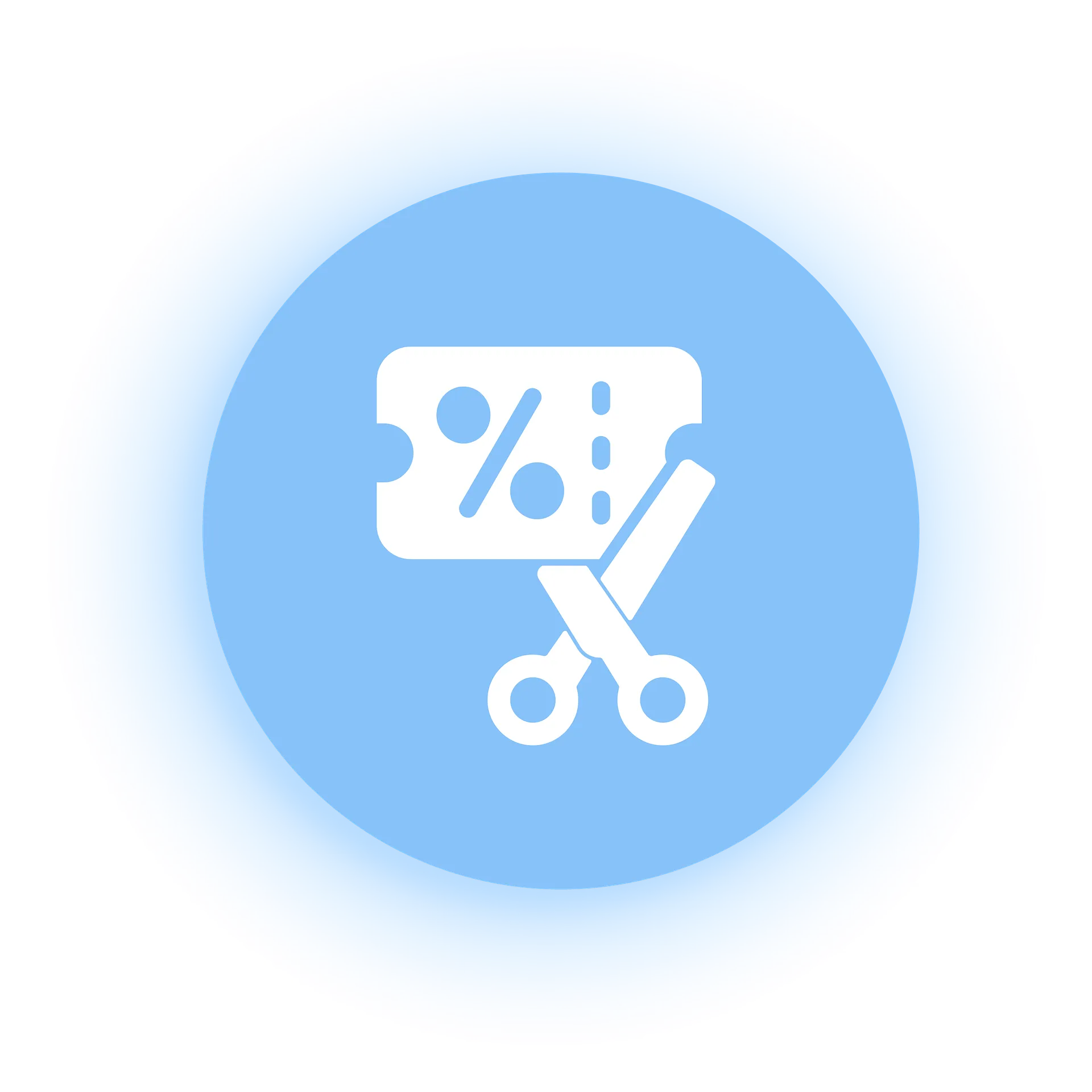 Coupon and scissors discount icon