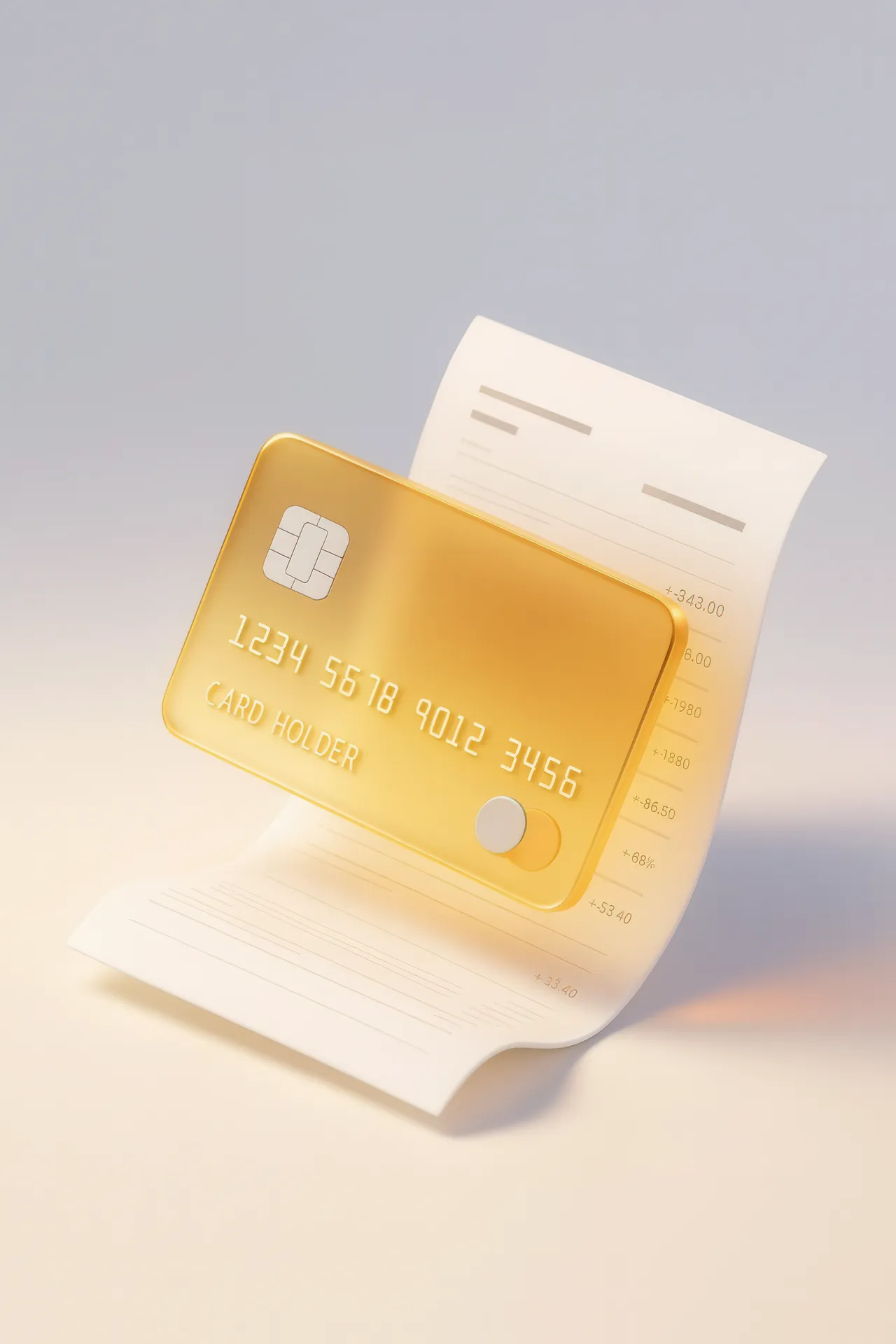 Gold payment card with a printed receipt