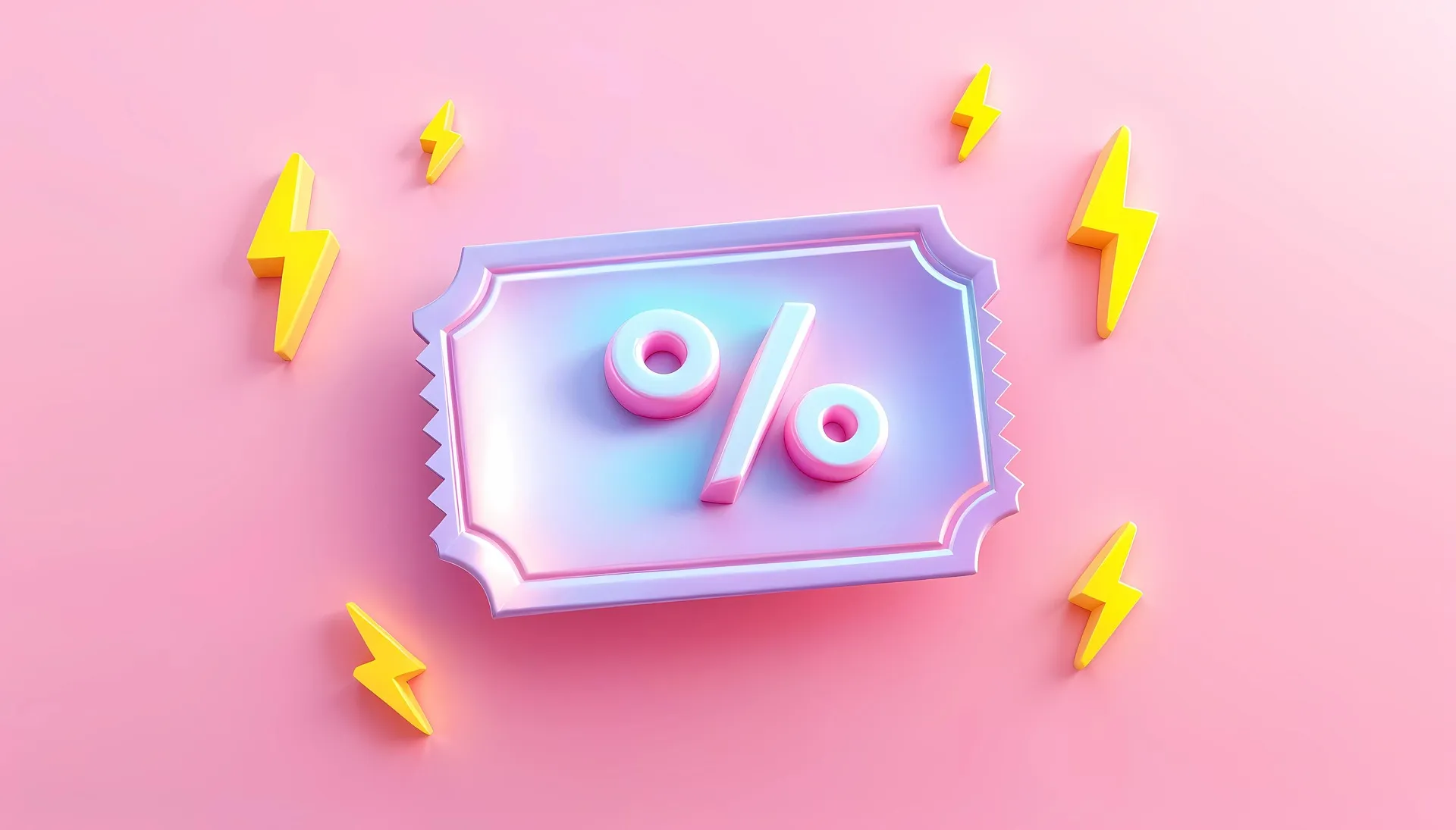 Holographic discount coupon with a percent sign