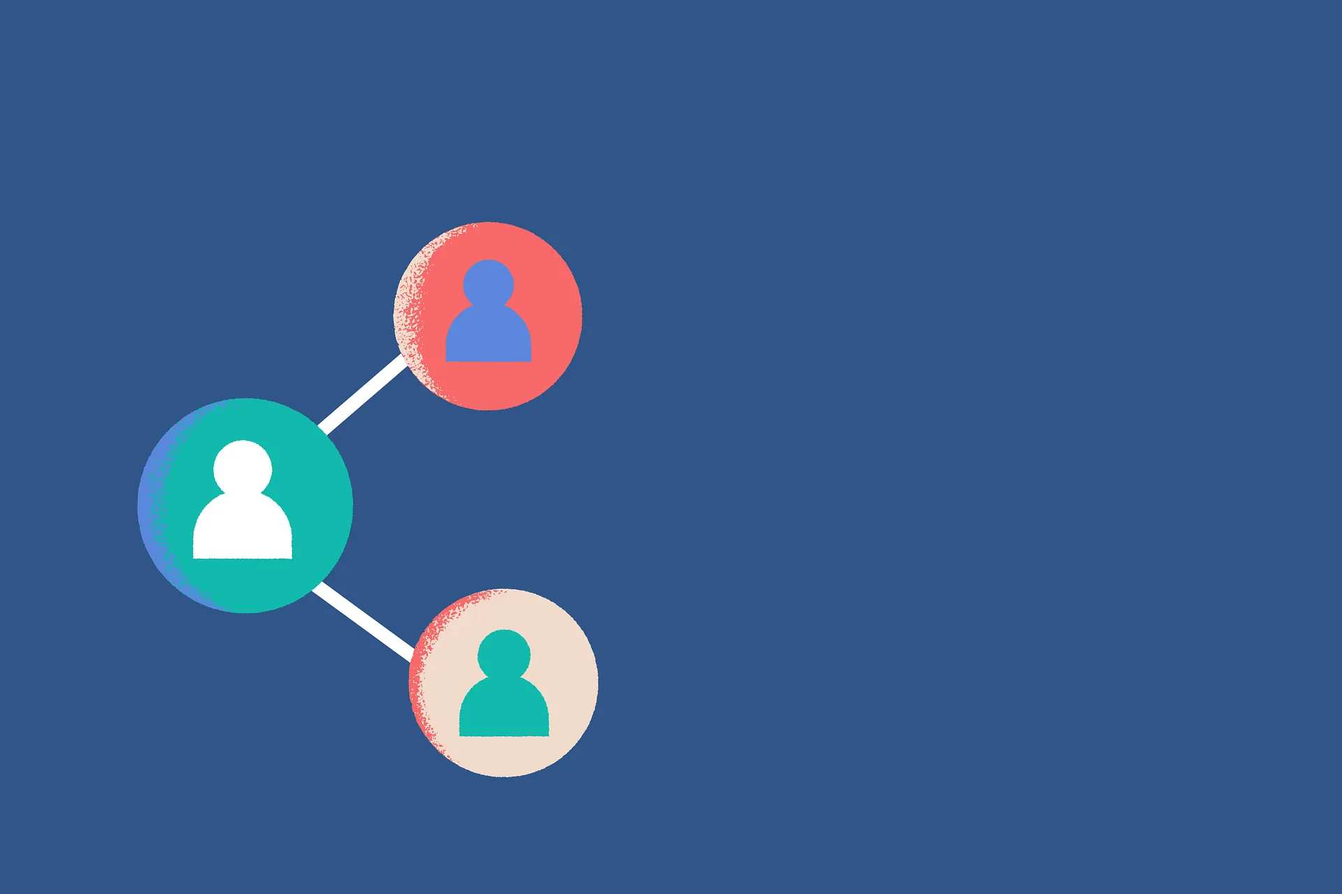 Three connected user icons illustrating a referral network