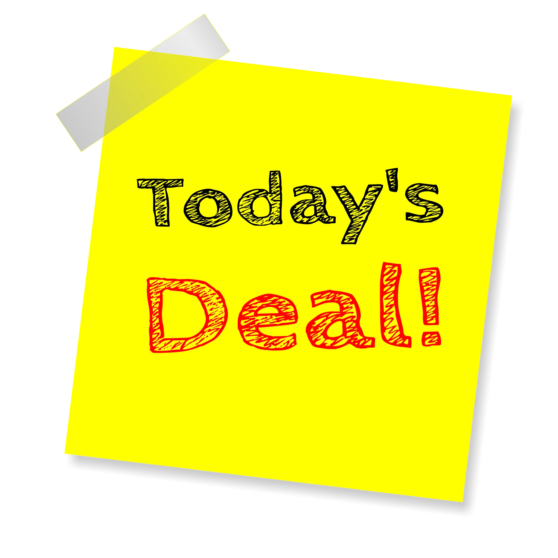Sticky note reading Today's Deal